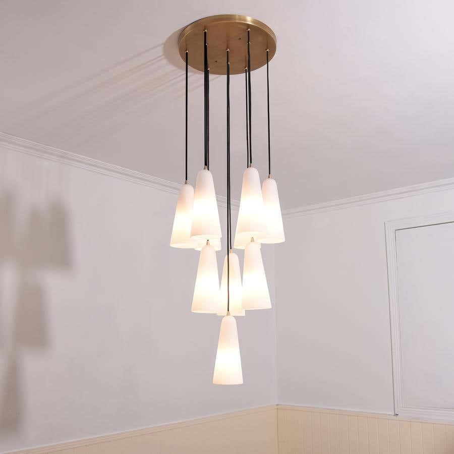 Sulis White Ceramics Round Chandelier 18"，10-lights
