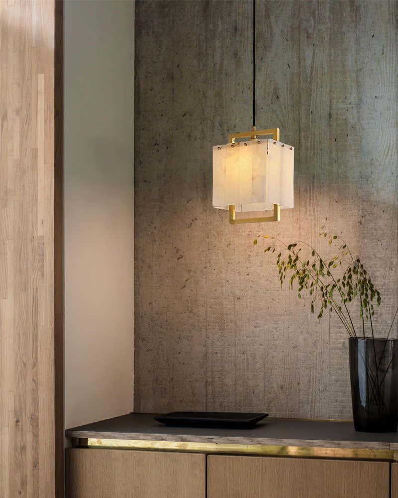 Elegant Cluster Alabaster Dome Suspension Light Lacquered Burnished Brass for hallway