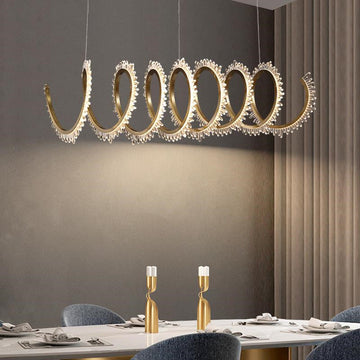 Rorie Modern Rock Crystal Spiral Chandelier, Island Chandelier