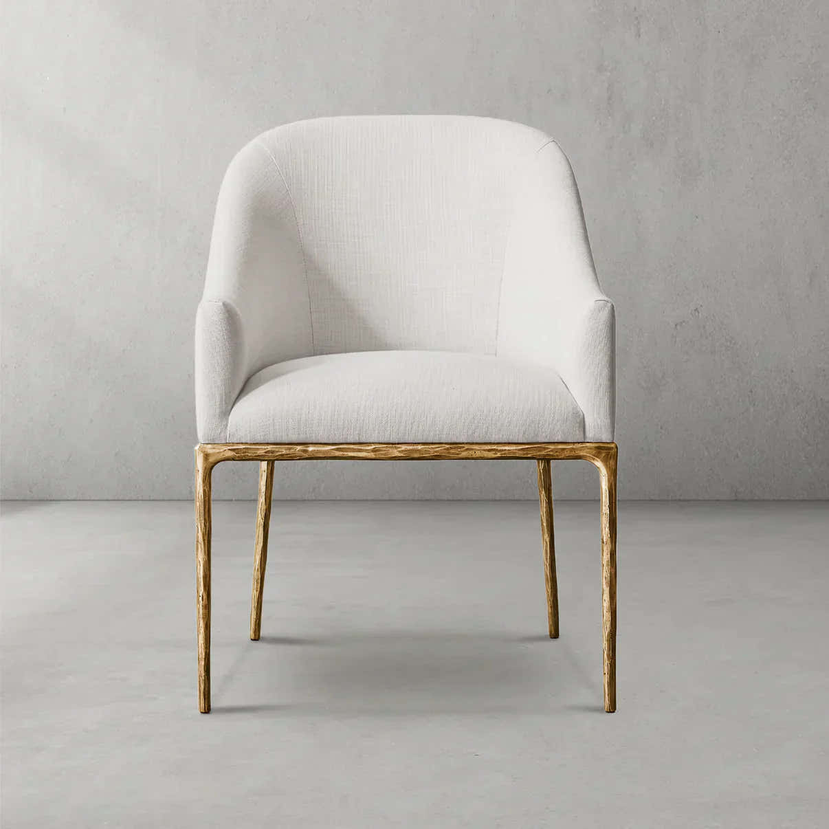 Hand-Forged Metal Slope Fabric Dining Armchair