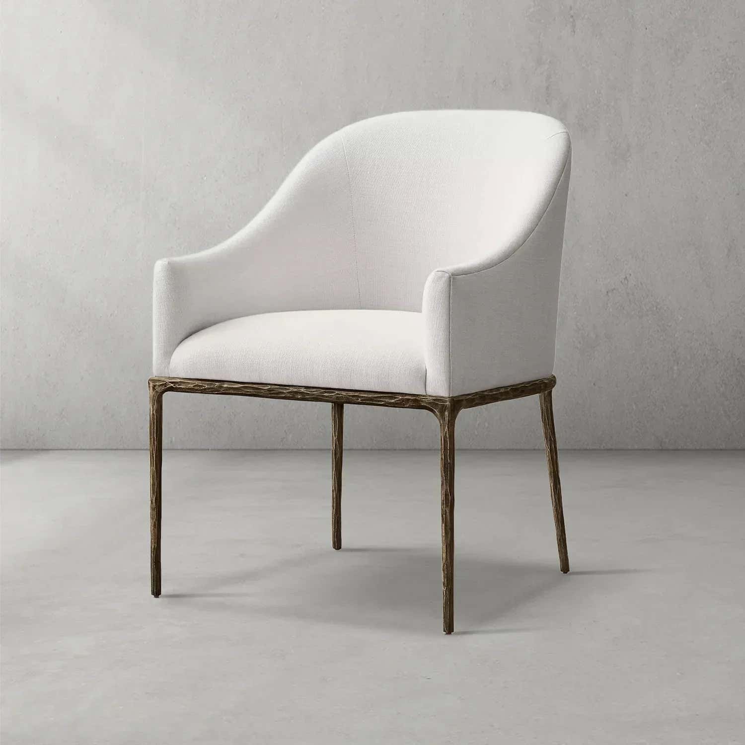 Hand-Forged Metal Slope Fabric Dining Armchair