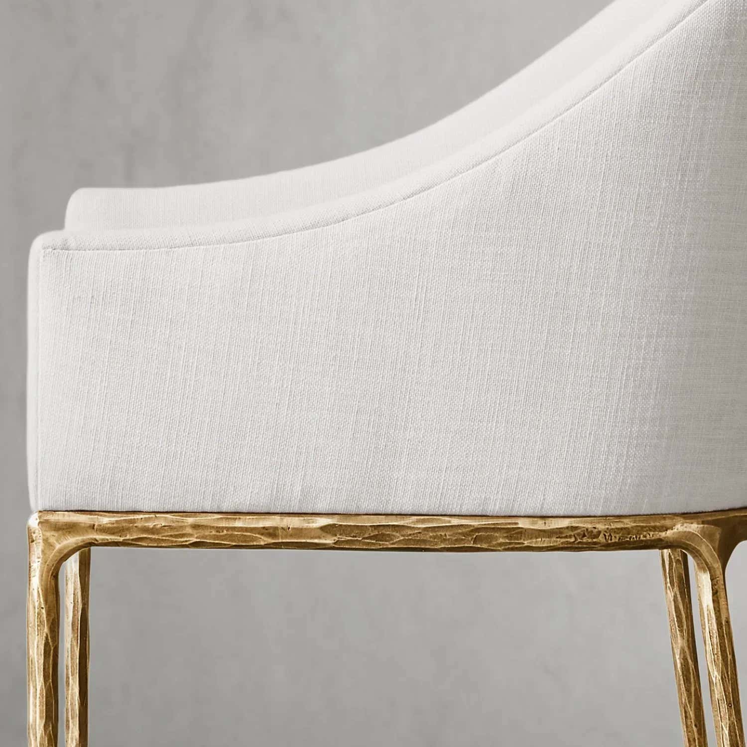 Hand-Forged Metal Slope Fabric Dining Armchair