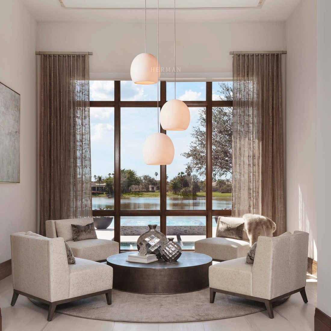 Arica Alabaster Round Chandelier