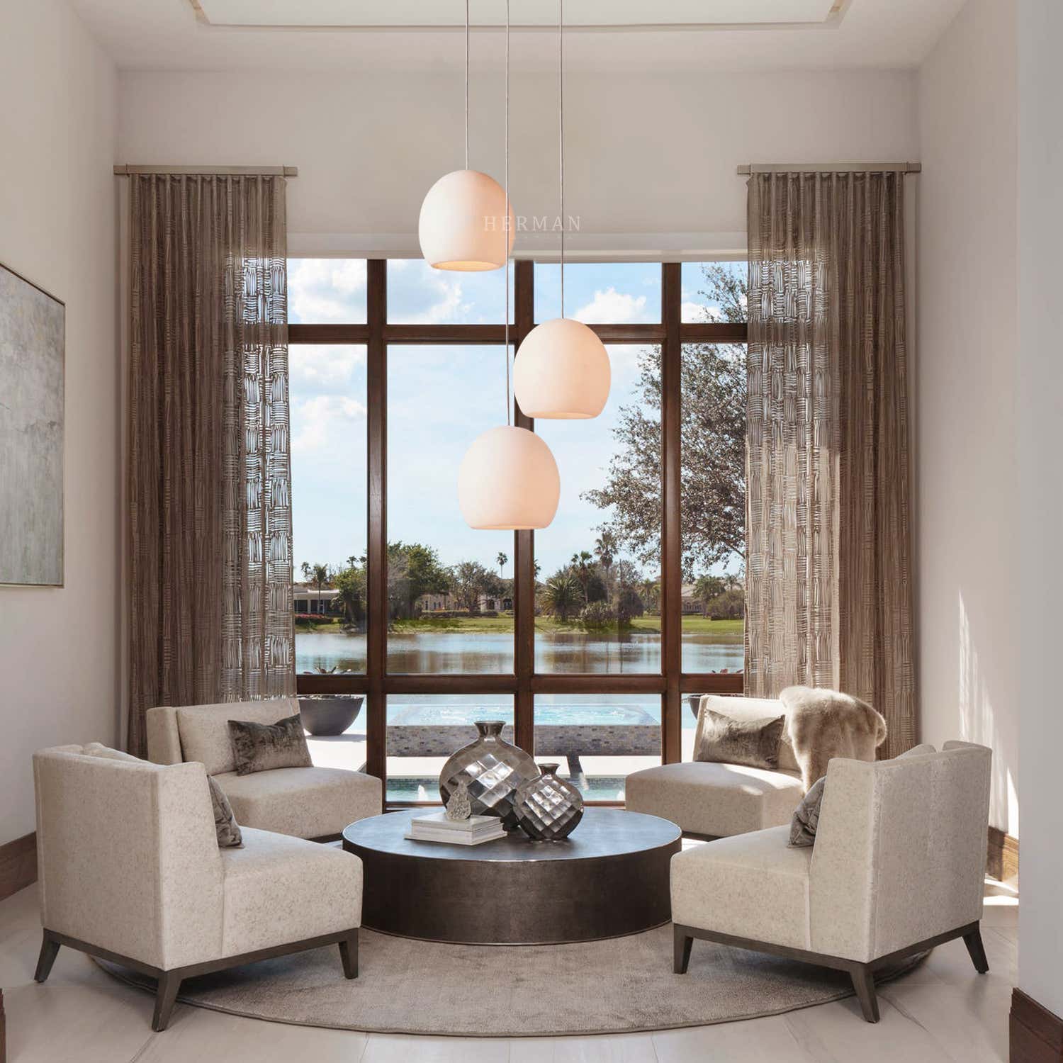 Arica Alabaster Round Chandelier