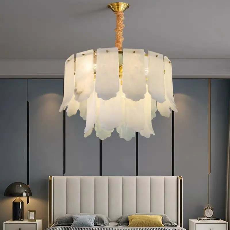 Alabaster Brass Multi-Layer Chandelier Lamp