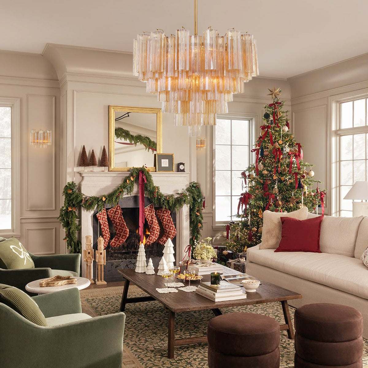 Addis Murano Glass Chandelier 17.8" 19.8" 22" 26.8" 32''D