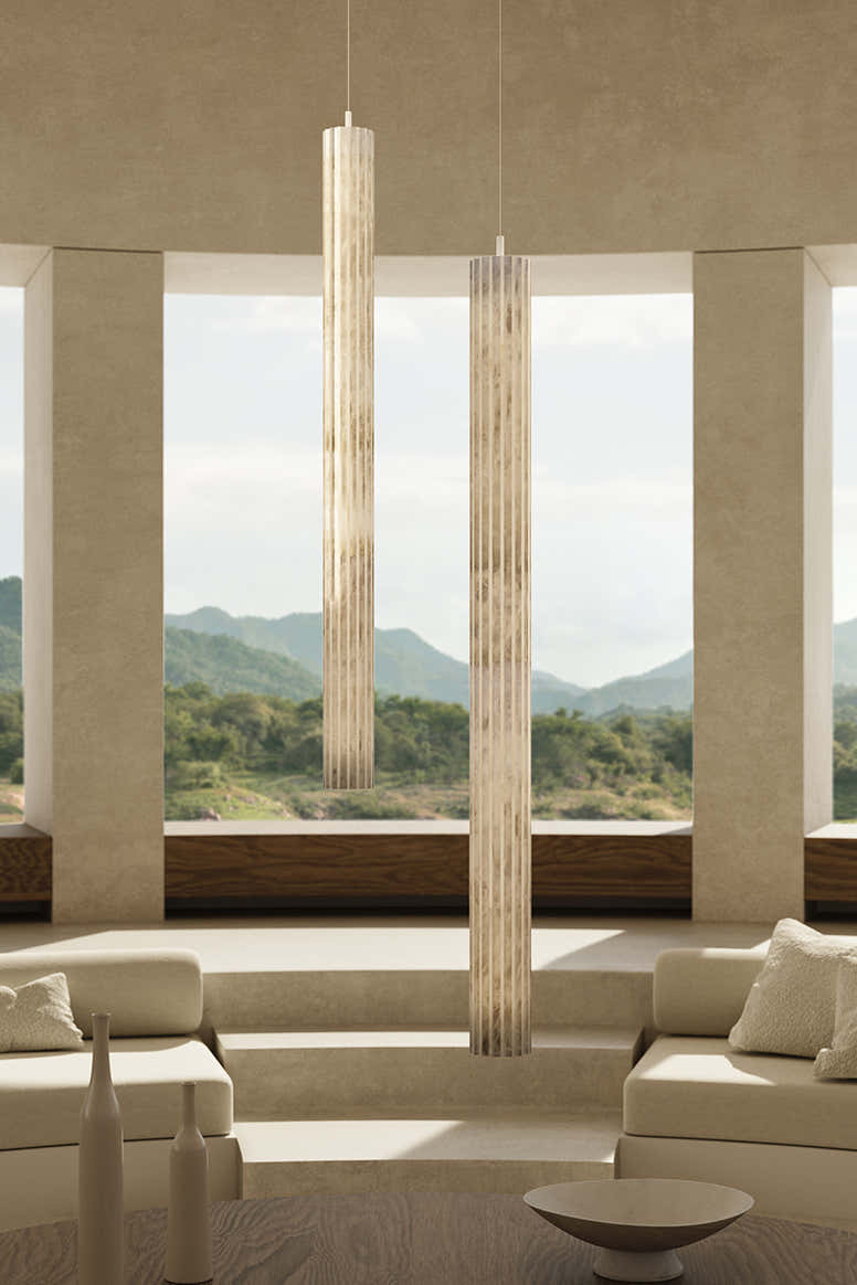 Vertical Roller Alabaster Pendant Light