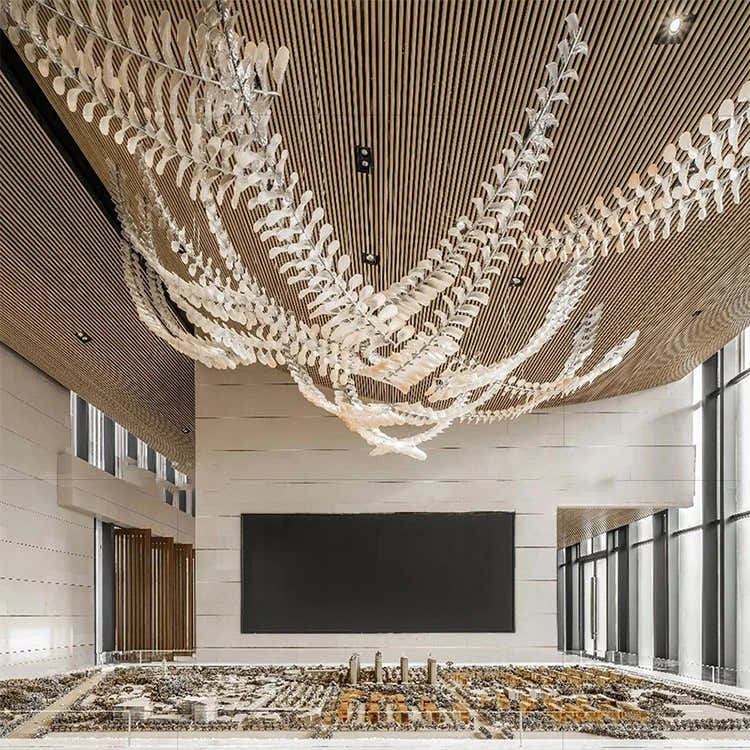 Nordic Style Hanging Light Luxury Hotel Lobby Hall Banquet Modern Led Custom Chandelier Lamp