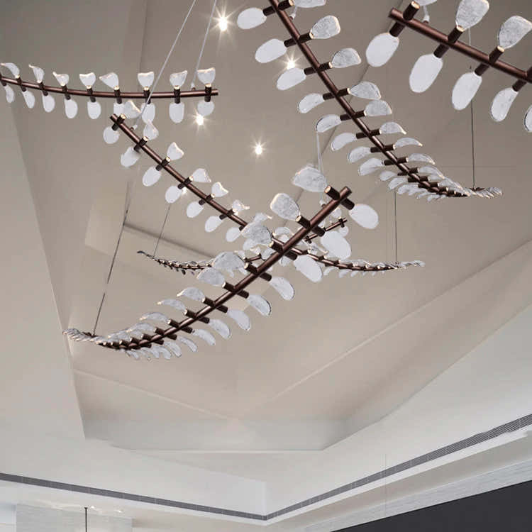 Nordic Style Hanging Light Luxury Hotel Lobby Hall Banquet Modern Led Custom Chandelier Lamp