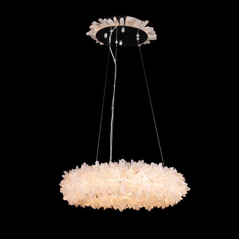 24-47 Inch Round Clear Geode Quartz Crystal Ring Pendant Light Modern Chandelier for Living Room