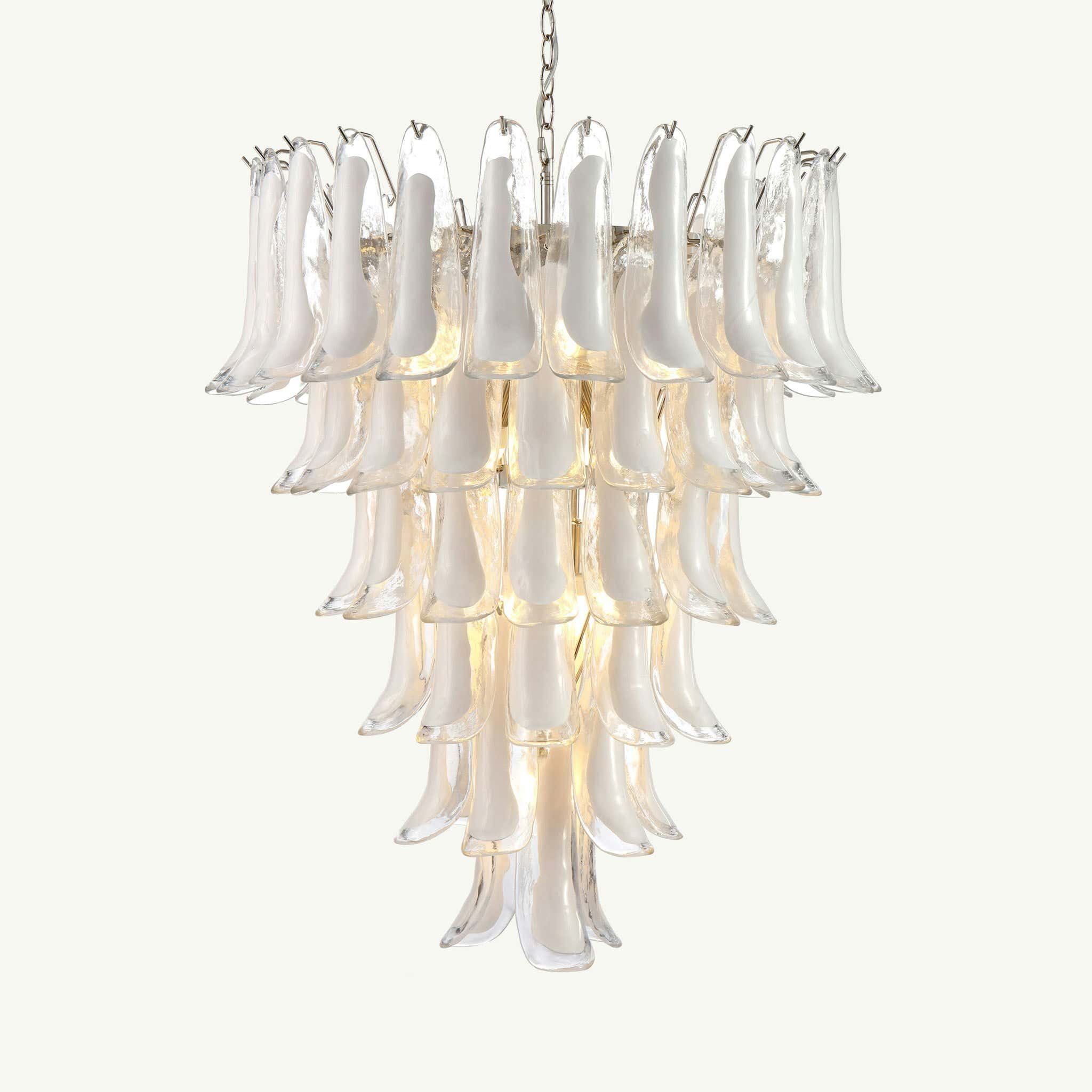 Luna Chandelier White Handblown Glass