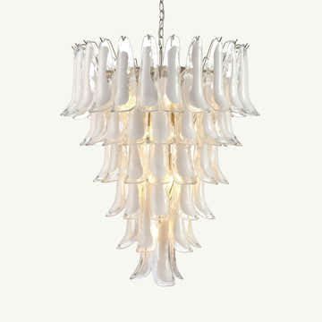 Luna Chandelier White Handblown Glass