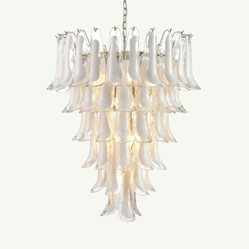 Luna Chandelier White Handblown Glass