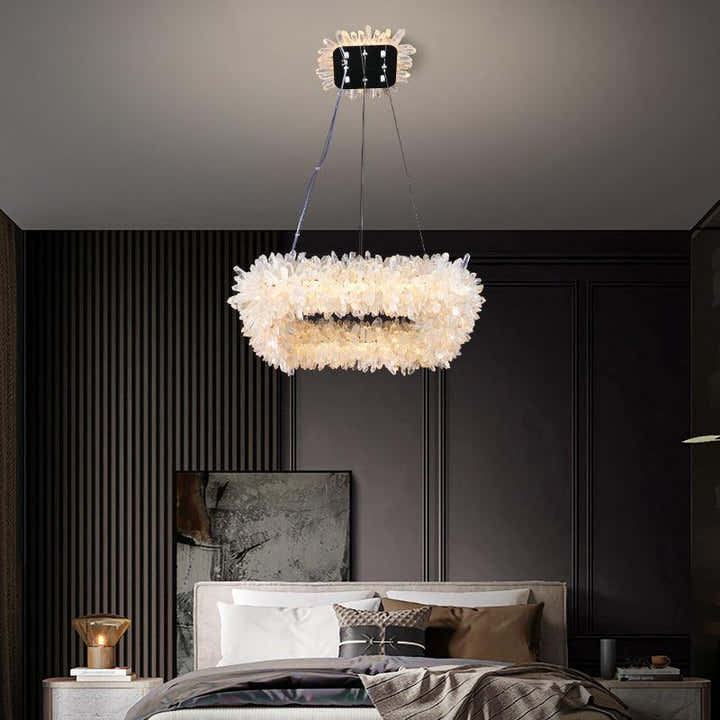 24'' Square Modern Geode Quartz Crystal Chandelier