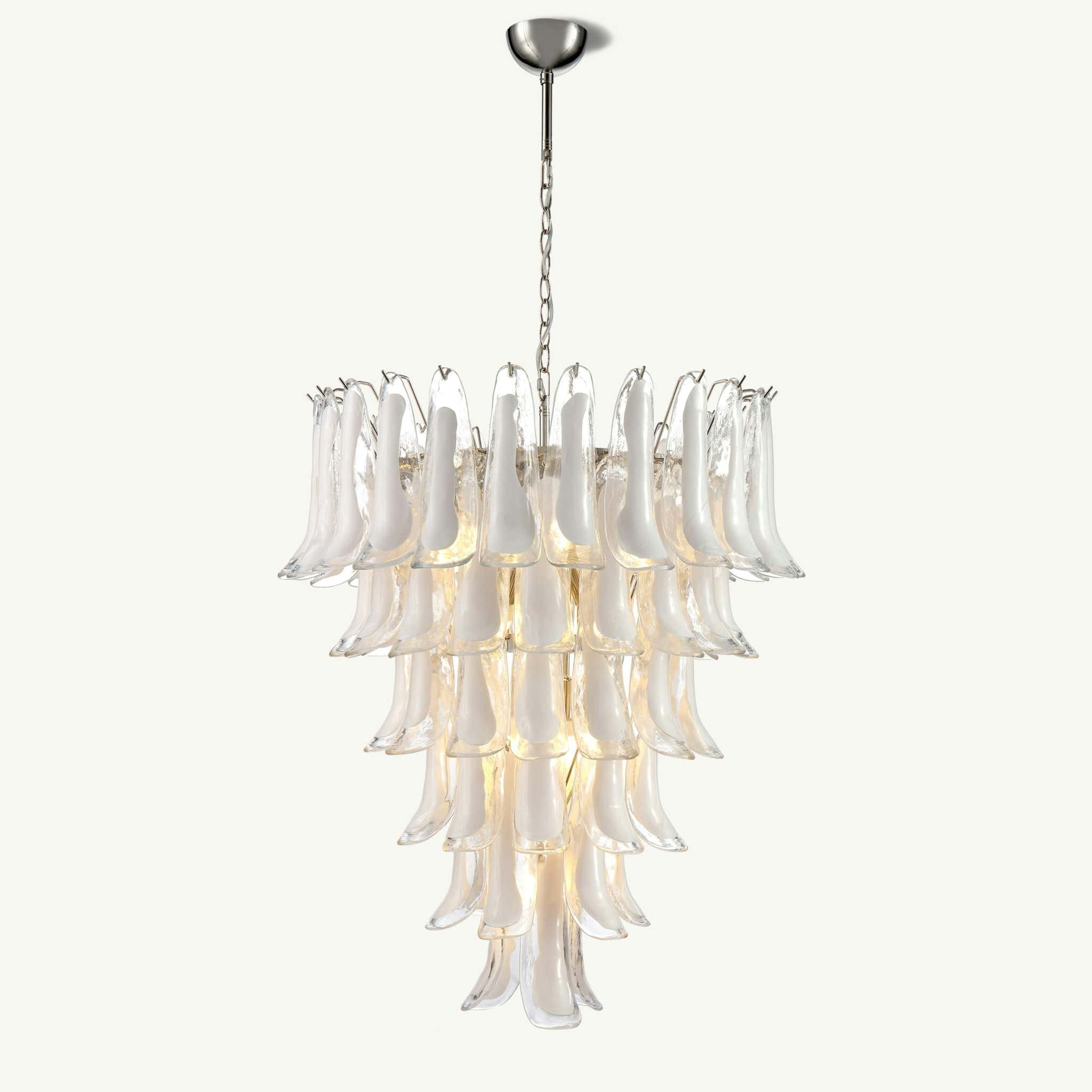 Luna Chandelier White Handblown Glass
