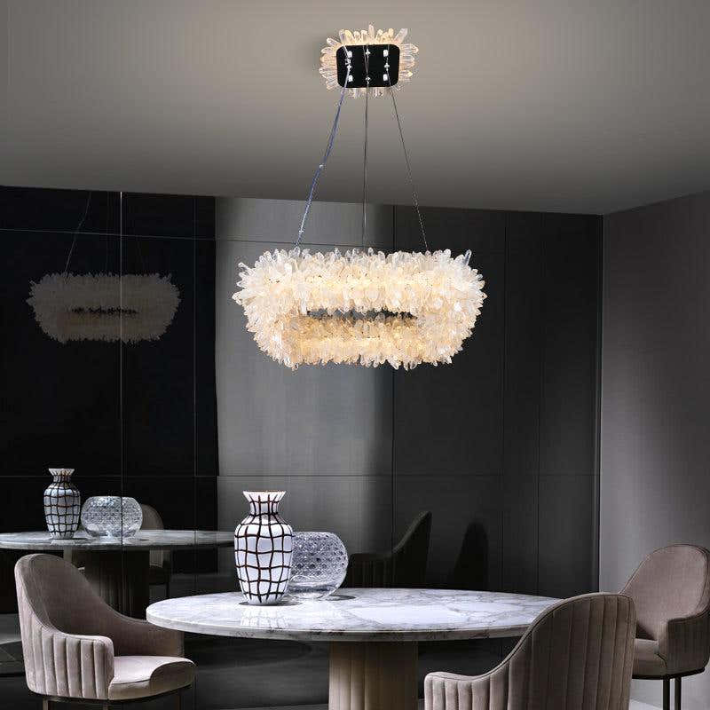 24'' Square Modern Geode Quartz Crystal Chandelier