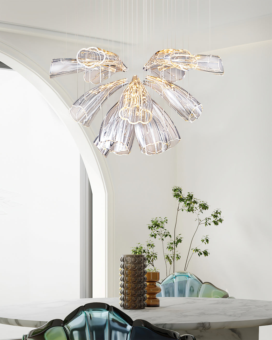 Glass Lotus Chandelier