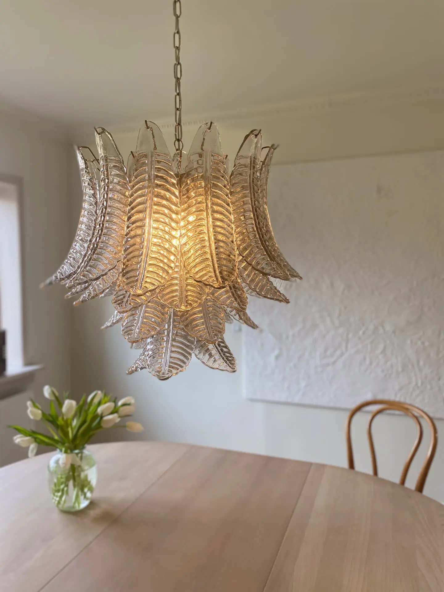 Murano Chandelier – 36 glass leaves – Smoked