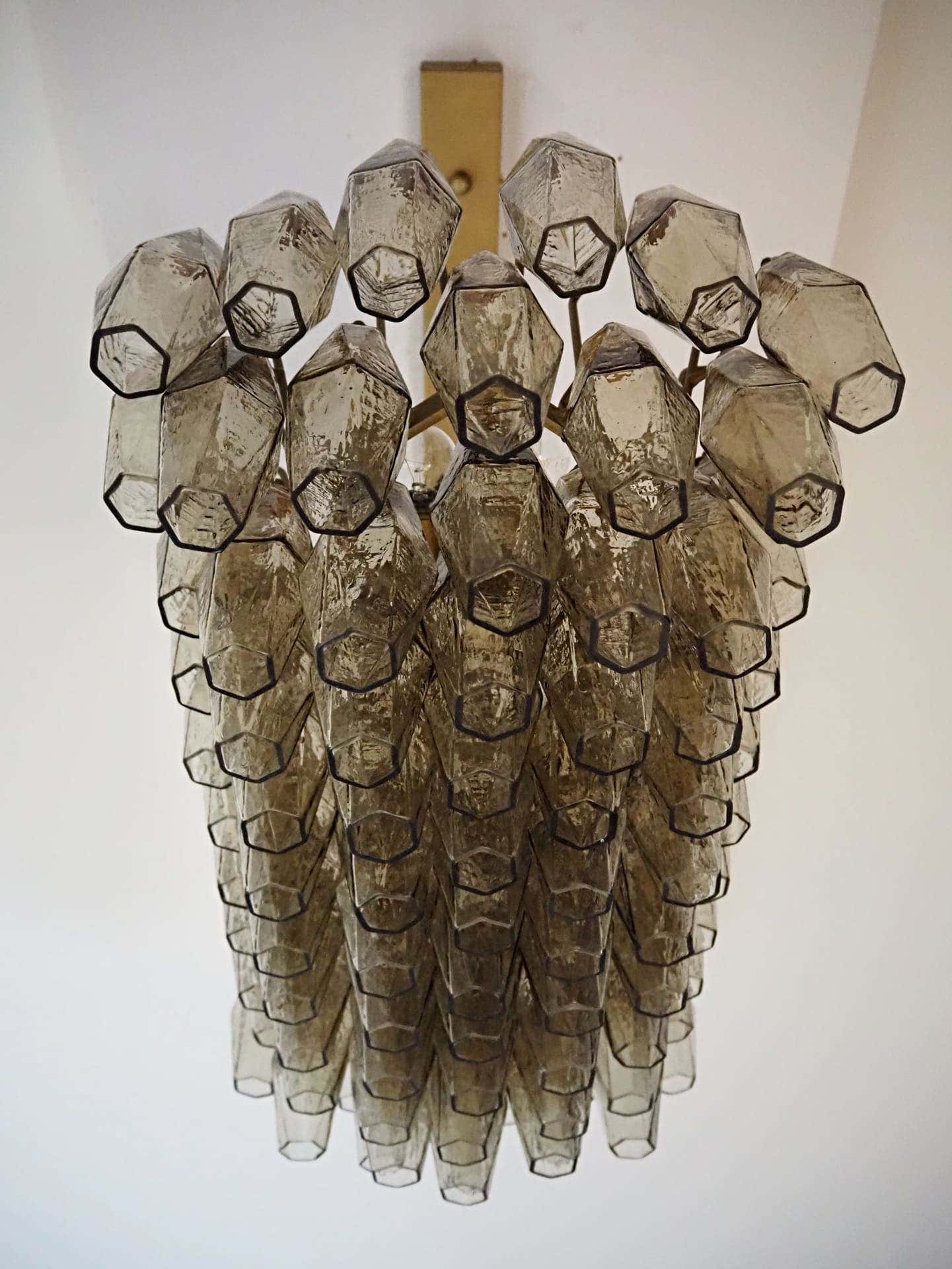 Murano Chandelier 29.5"W – Poliedri – 84 glasses – Smoked