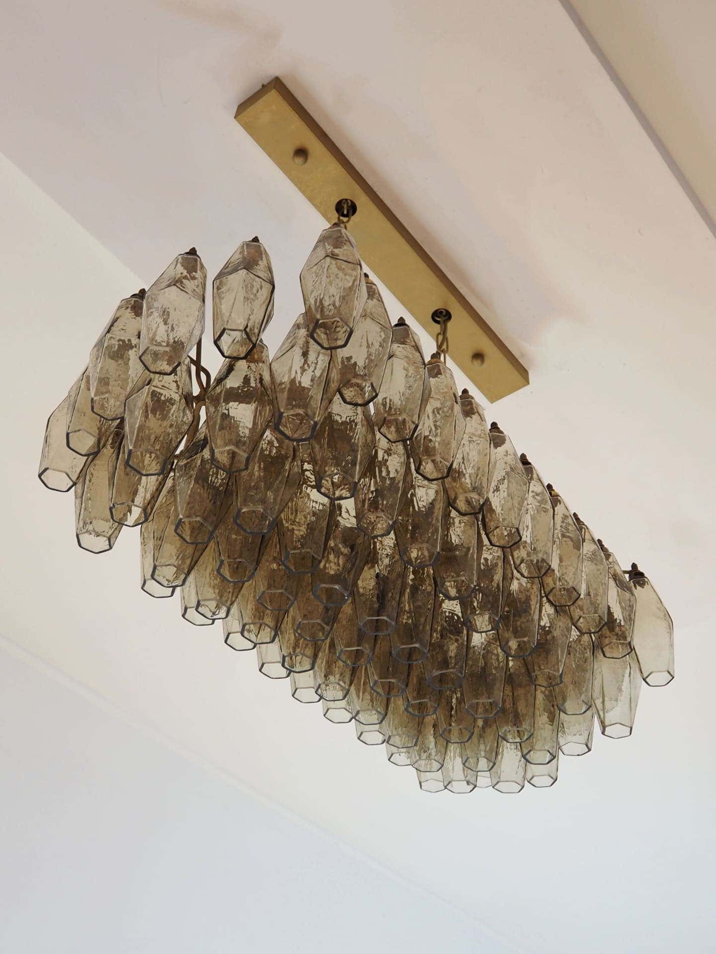 Murano Chandelier 29.5"W – Poliedri – 84 glasses – Smoked
