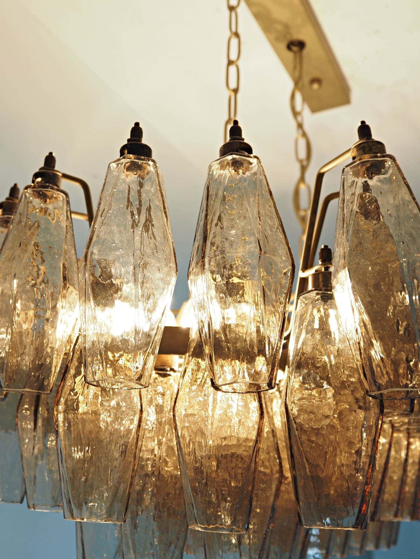 Murano Chandelier 29.5"W – Poliedri – 84 glasses – Smoked
