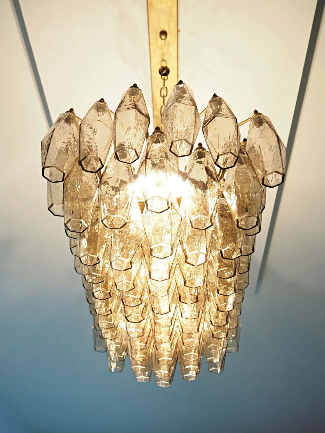 Murano Chandelier 29.5"W – Poliedri – 84 glasses – Smoked