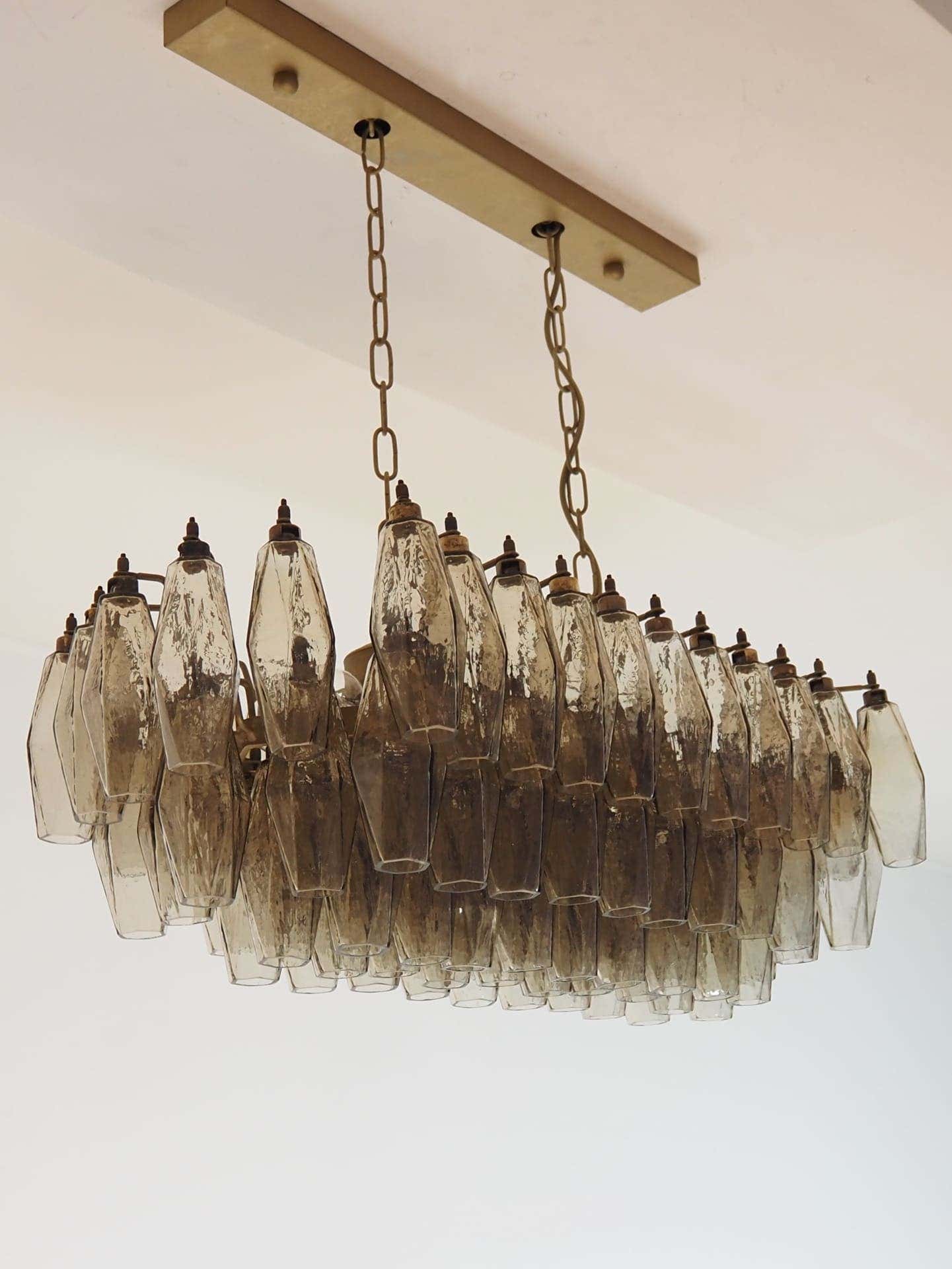 Murano Chandelier 29.5"W – Poliedri – 84 glasses – Smoked