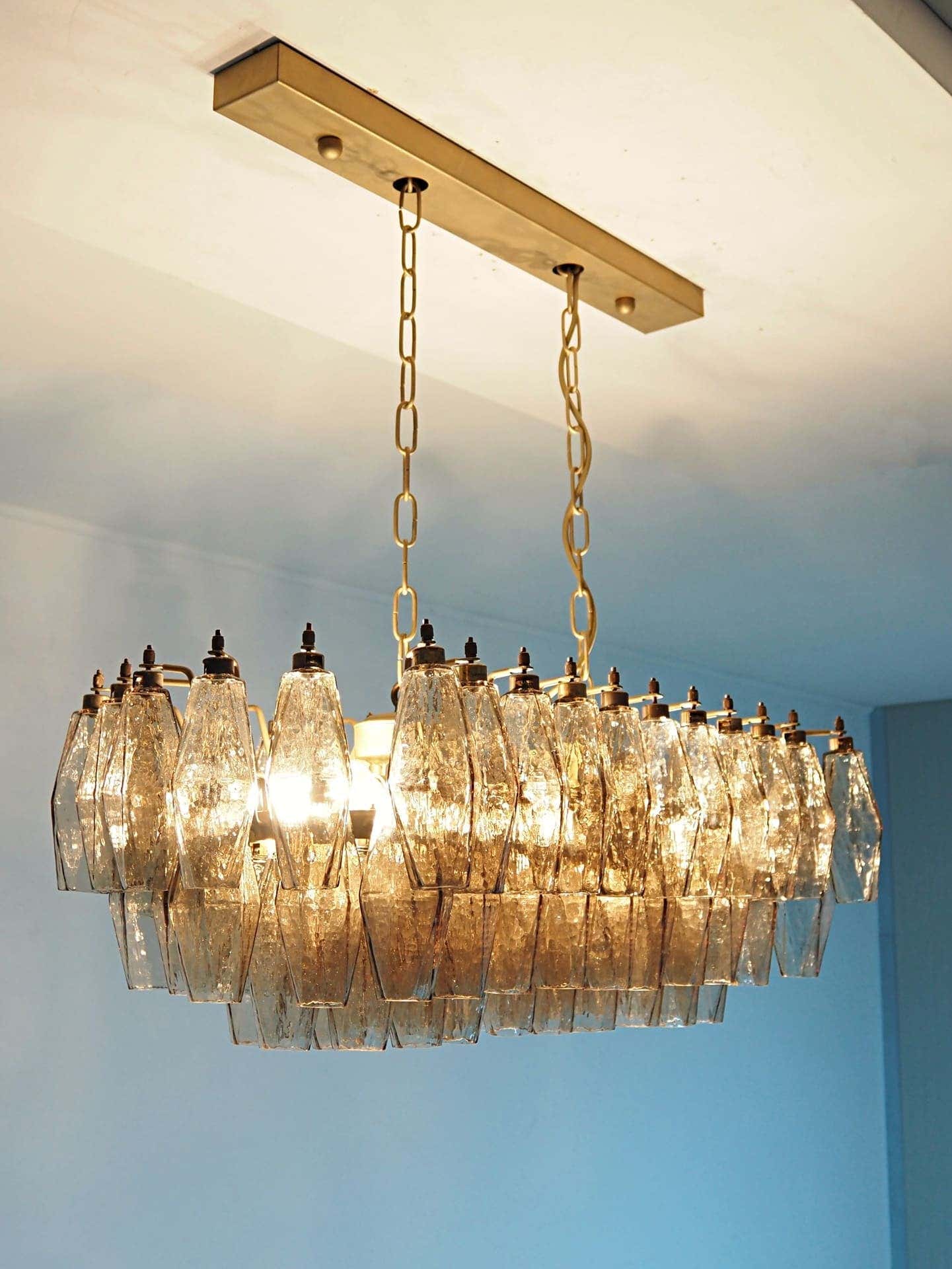Murano Chandelier 29.5"W – Poliedri – 84 glasses – Smoked