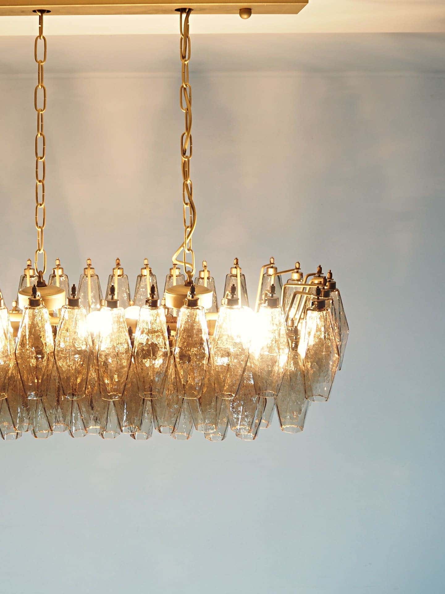 Murano Chandelier 29.5"W – Poliedri – 84 glasses – Smoked