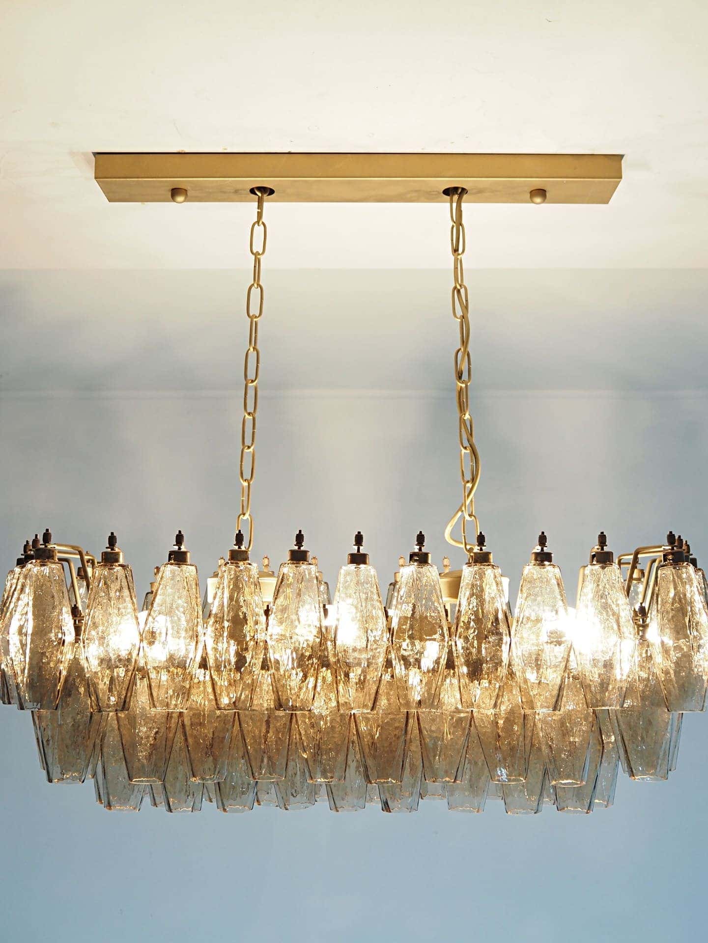 Murano Chandelier 29.5"W – Poliedri – 84 glasses – Smoked