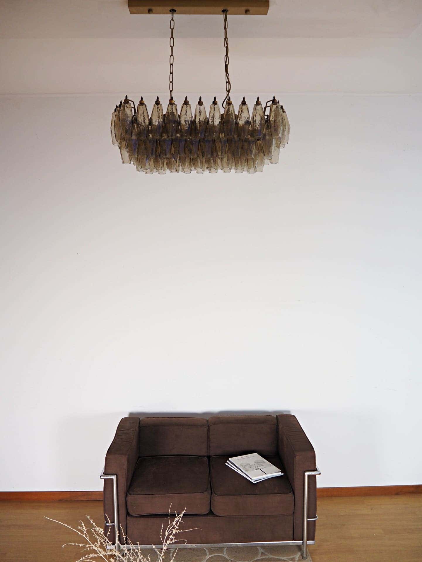 Murano Chandelier 29.5"W – Poliedri – 84 glasses – Smoked