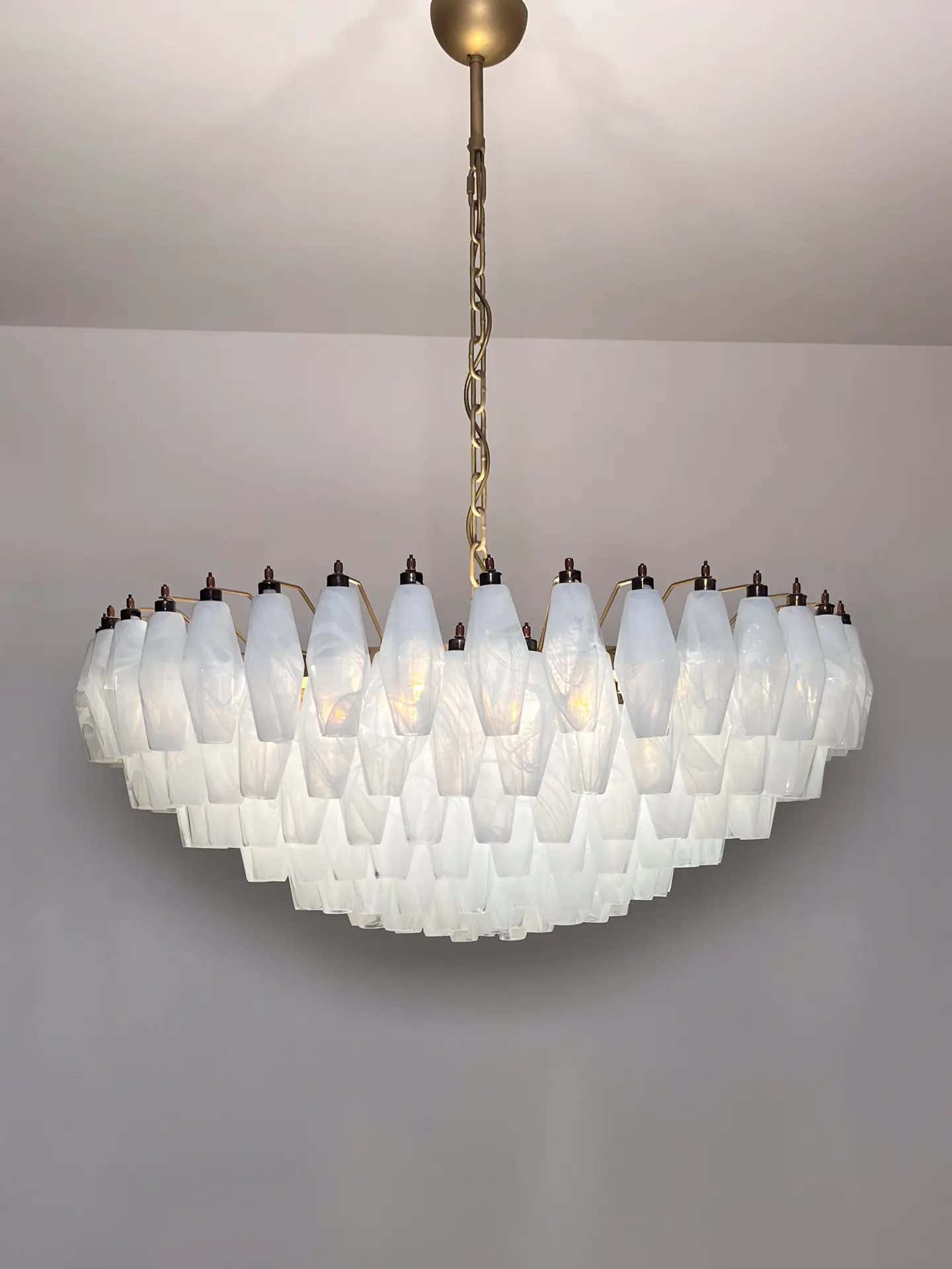 Murano Chandelier – Poliedri – 185 glass – White Alabaster