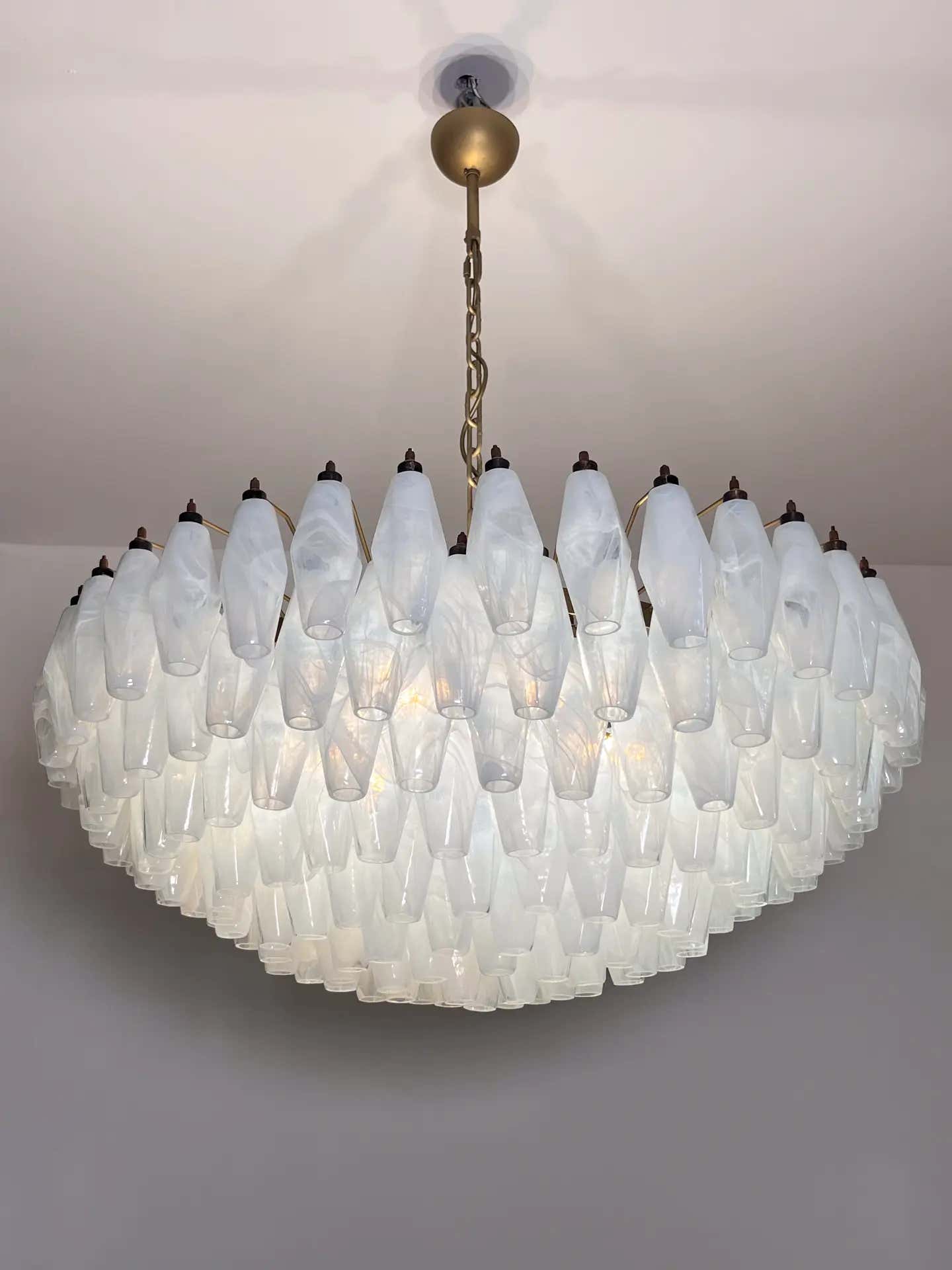 Murano Chandelier – Poliedri – 185 glass – White Alabaster