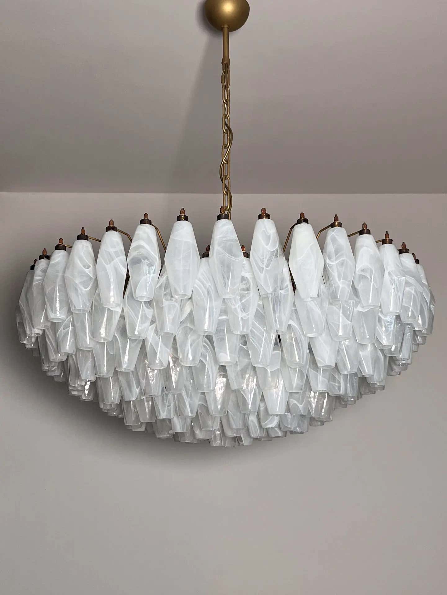 Murano Chandelier – Poliedri – 185 glass – White Alabaster