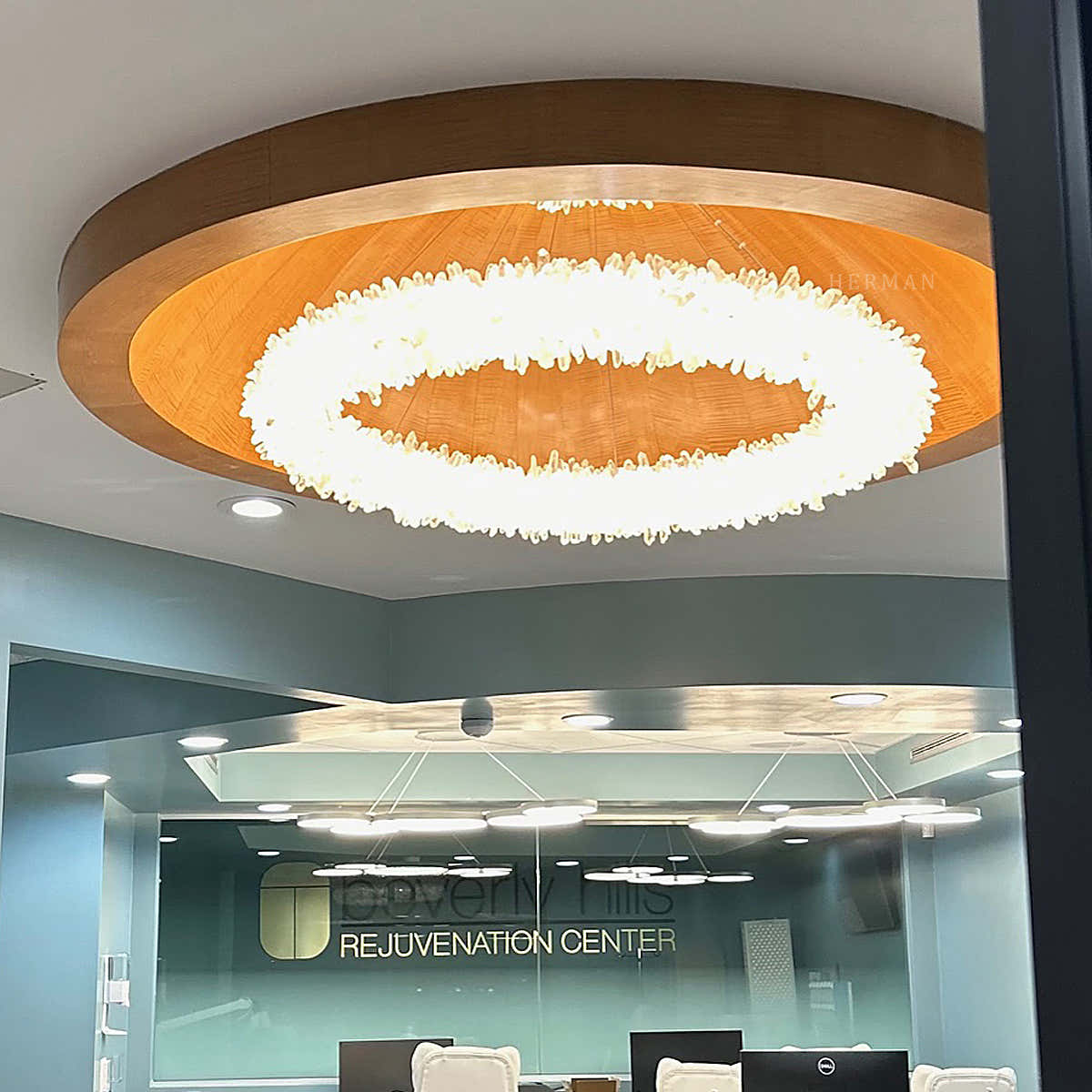 24-47 Inch Round Clear Geode Quartz Crystal Ring Pendant Light Modern Chandelier for Living Room