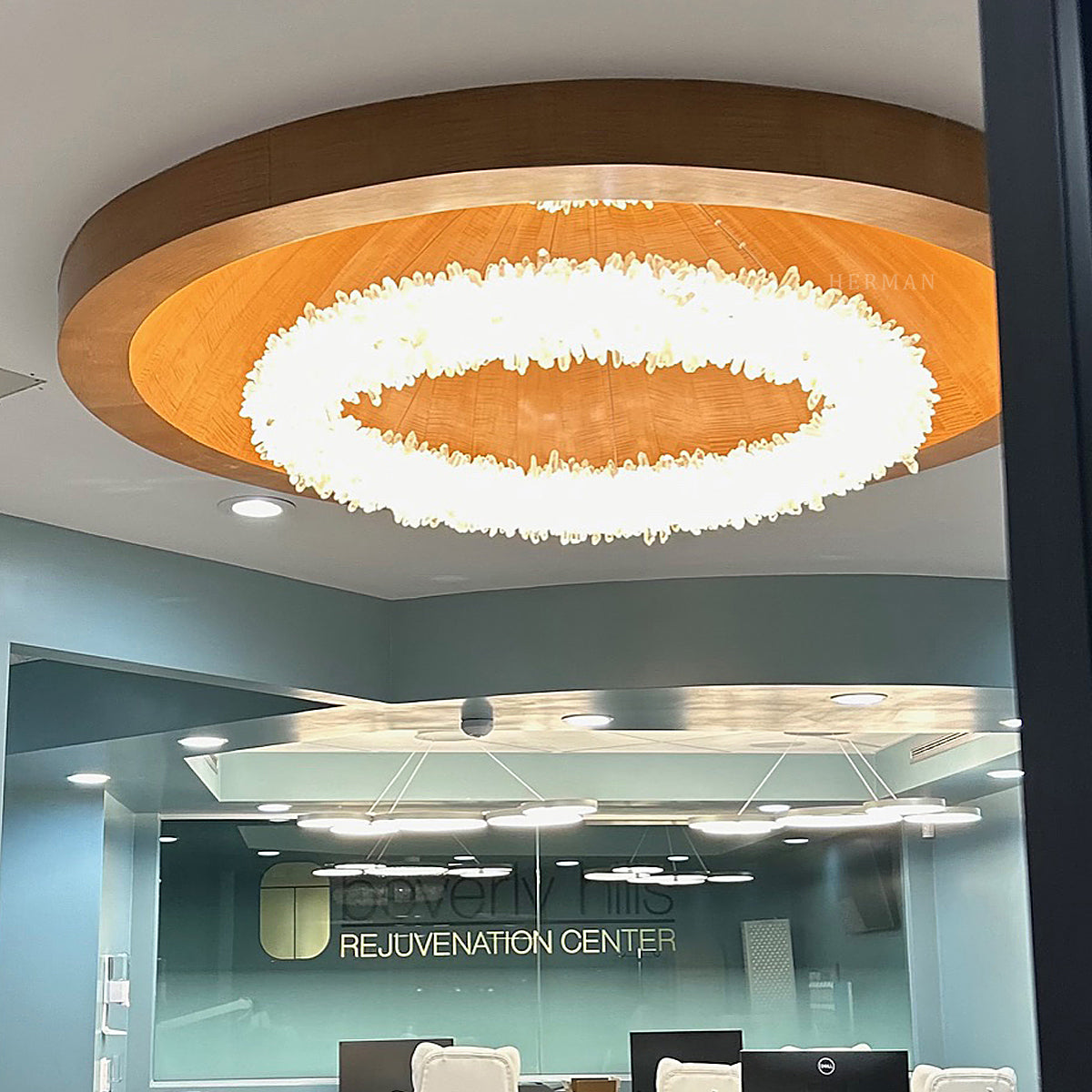 24-47 Inch Round Clear Geode Quartz Crystal Ring Pendant Light Modern Chandelier for Living Room