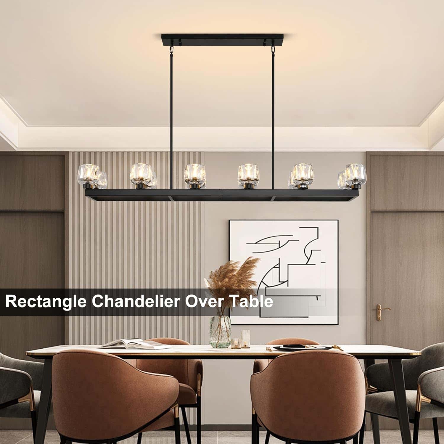 Modern Crystal Rectangle Wagon Wheel Chandeliers