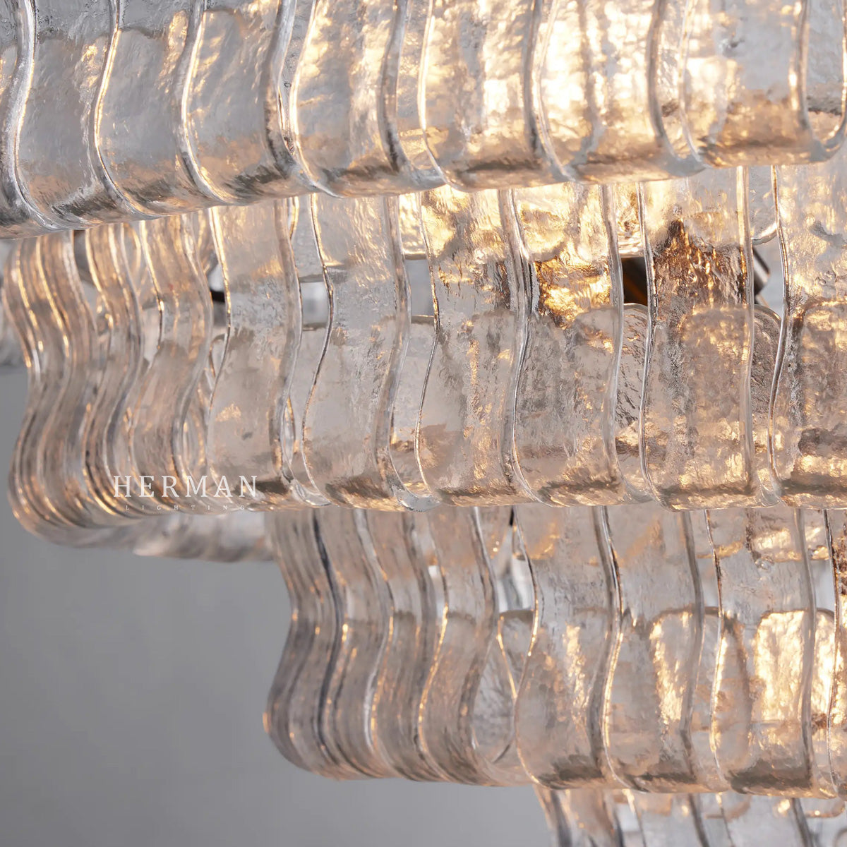 Amor 5-Tier Ghiaccio Glass Pendant Round Chandelier 48"