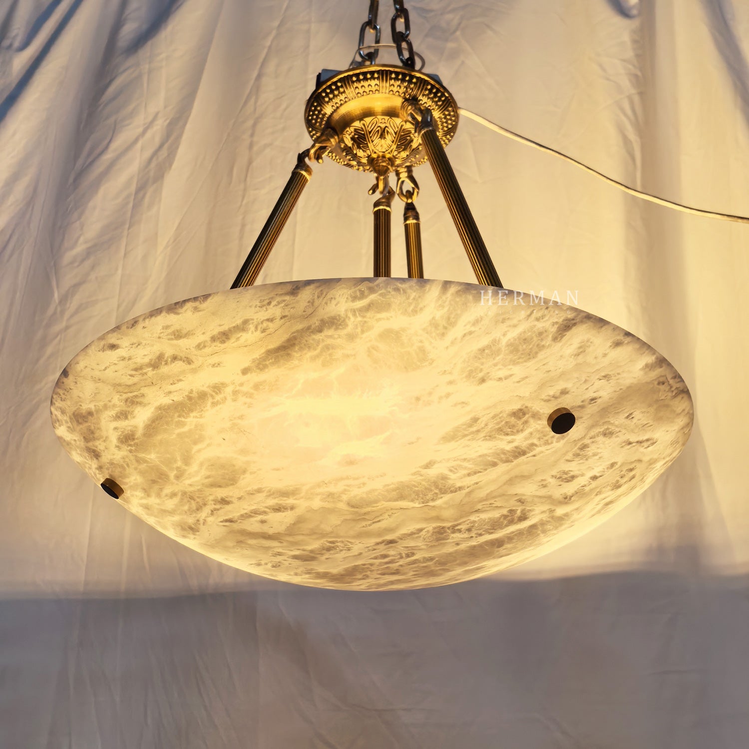 Vintage Round Alabaster Ceiling Lamps
