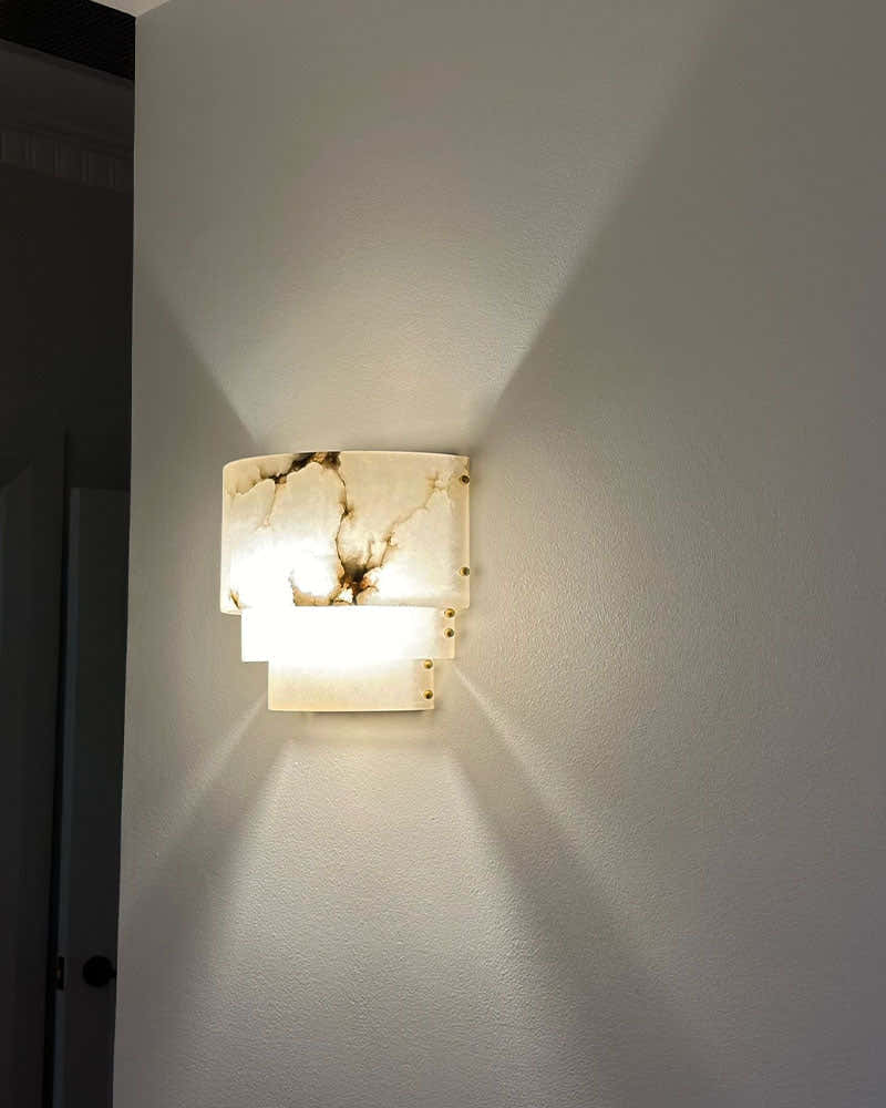 3 Tier White Round Alabaster Chain Pendant Light Fitting in Brass 10in