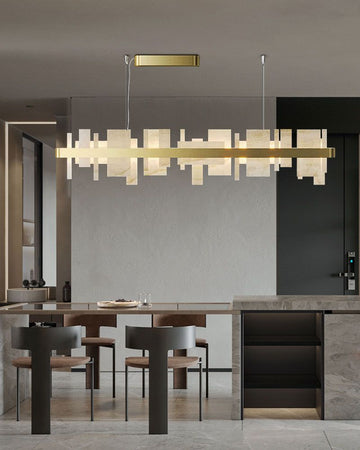 Long Cord Alabaster Ceiling Pendant Light Brushed Gold