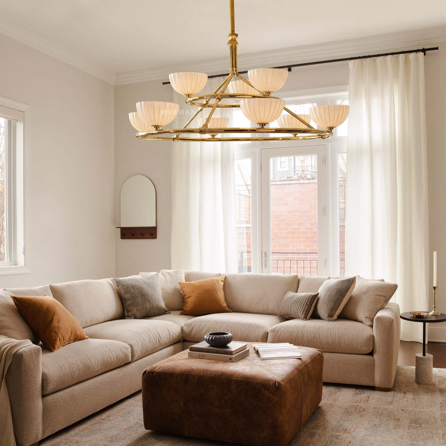 Enzo 48" Glass Double Tier Chandelier