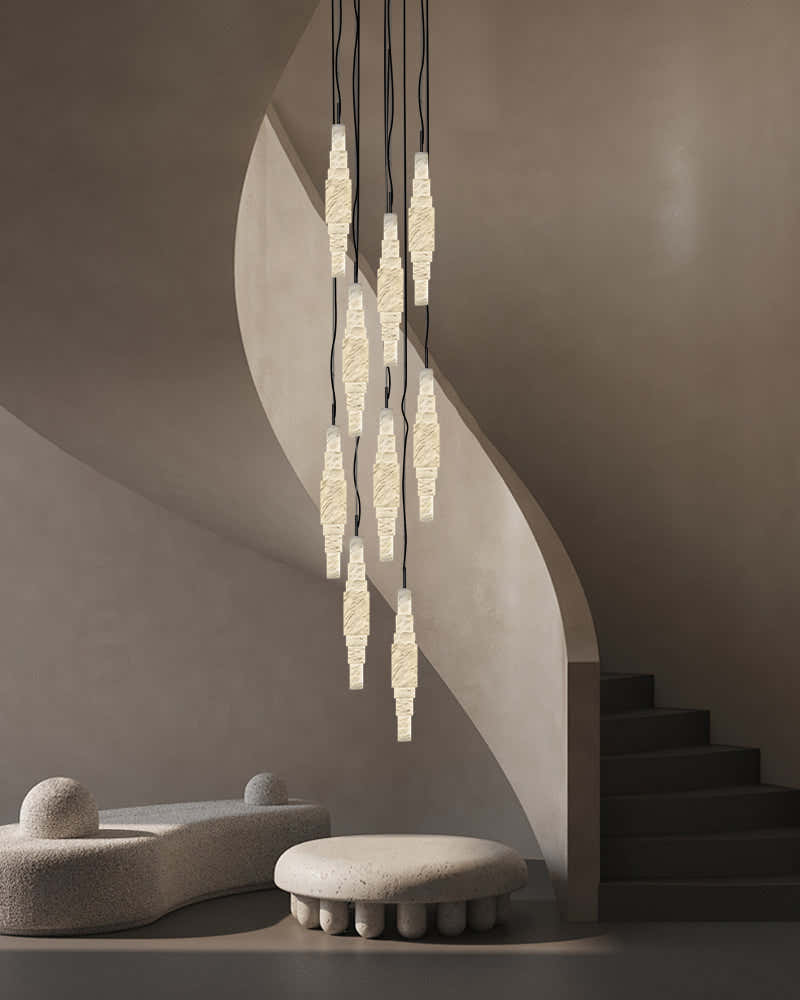 White Alabaster Cluster Pendant Lamp 3-lights for kitchen Island