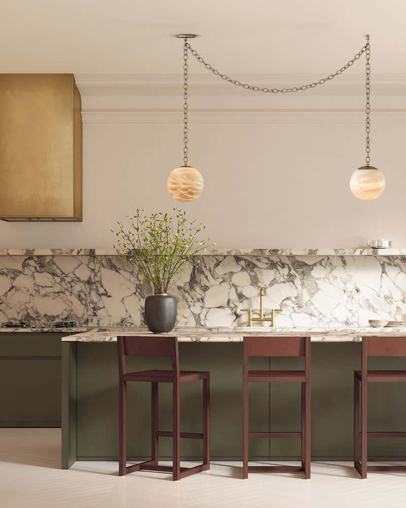 Alabaster Globe Swag Pendants Indoor Lighting with Brass/Black Chain in adjustable
