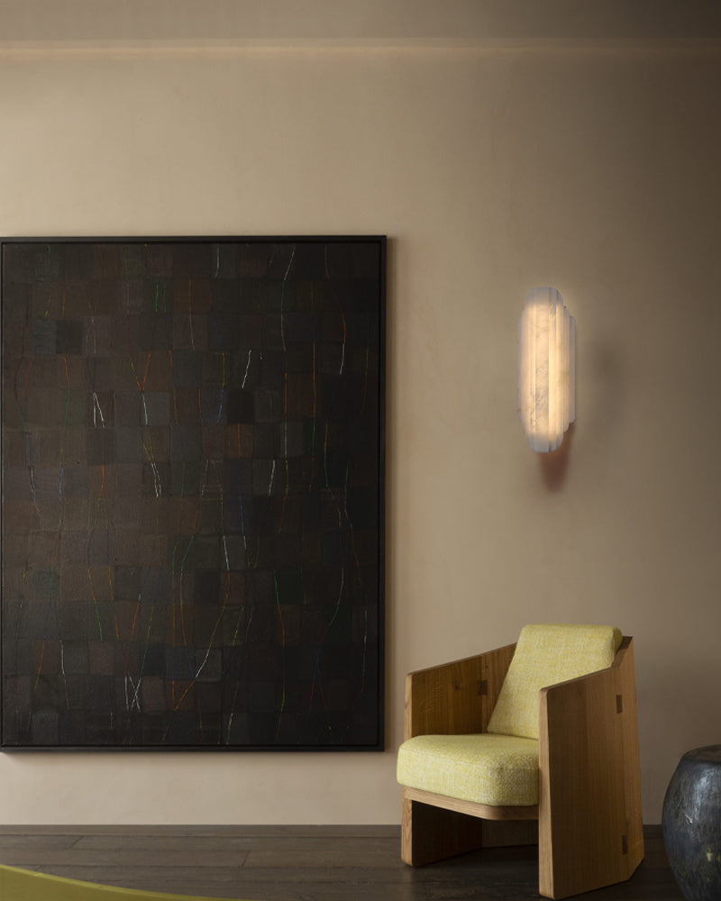 Vanity light fixtures Estelle Alabaster Hillside Flush Mounted Wall Sconces Height 20" 30"