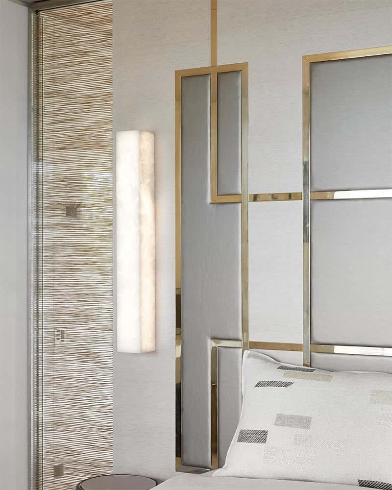 Rectangular Natural Semi-Translucent Alabaster Wall Lamp for Bath & Vanity
