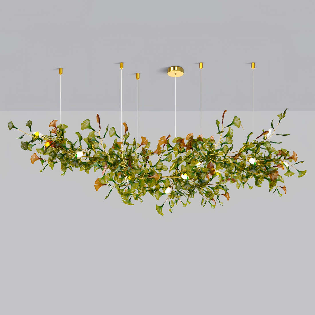 Green/Brown Ginkgo Chandelier Style D