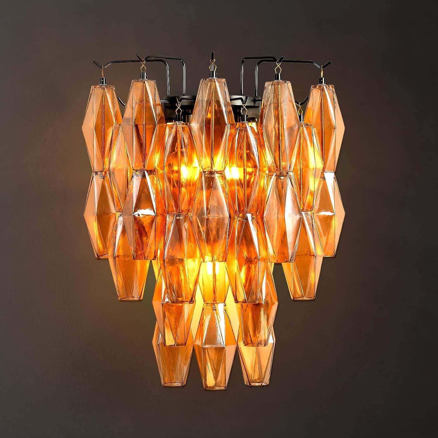 $800+ Purchase Gift | Amber Glass Wall Sconce 21.65"H