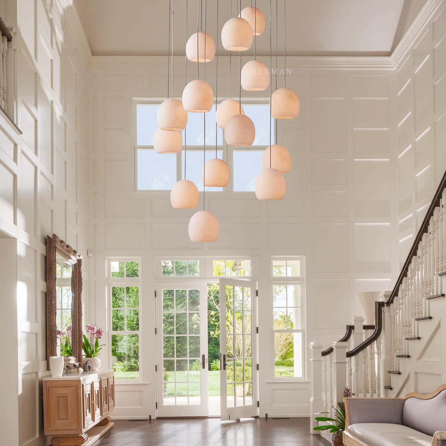 Arica Alabaster Round Chandelier
