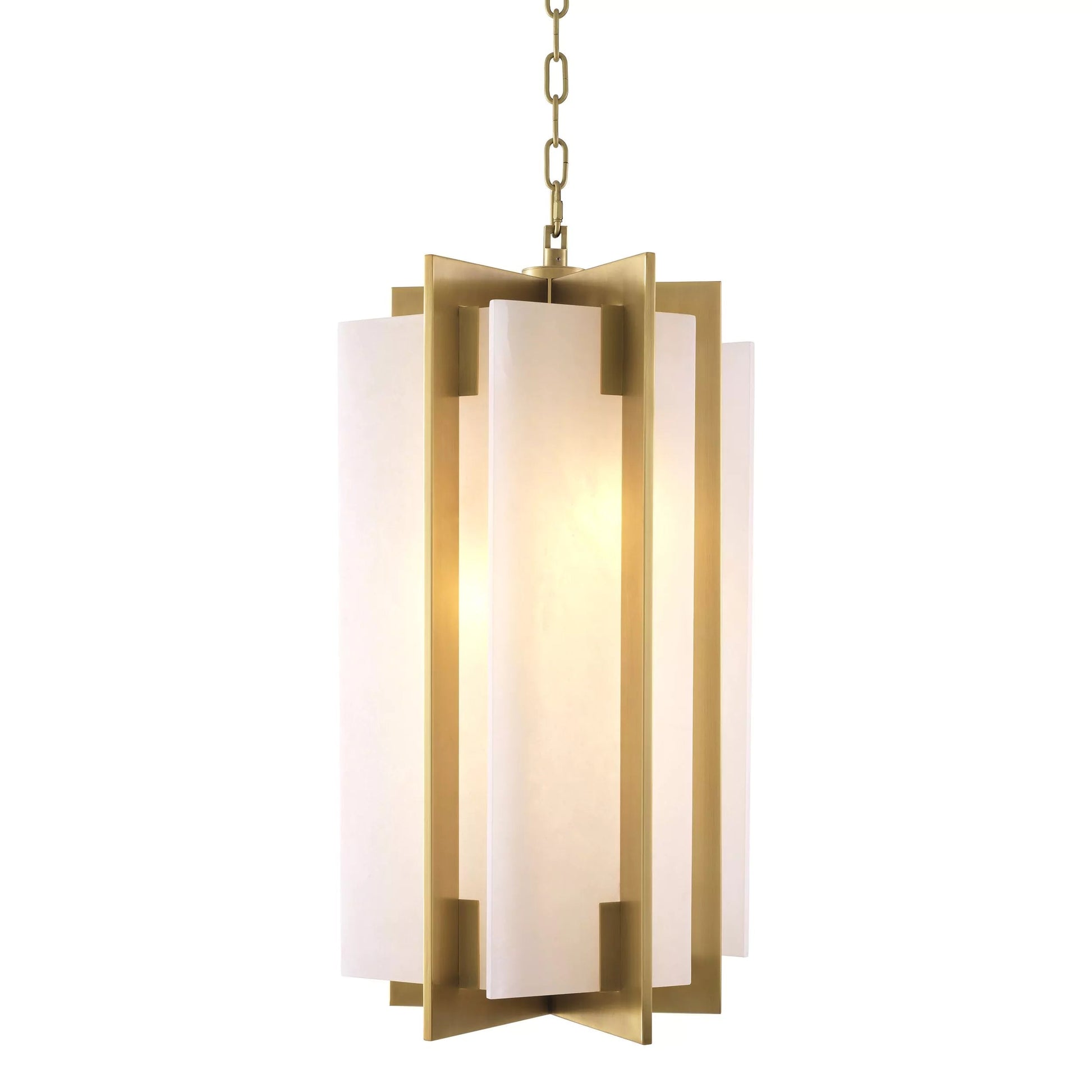 Lugano Modern Brass Chandelier - (Antique Brass Finish | Alabaster)